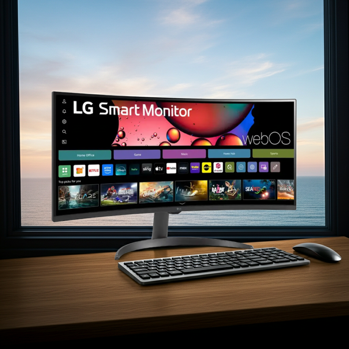LG 34SR60QC-W 34” 21:9 Curved WQHD Smart Monitor with webOS