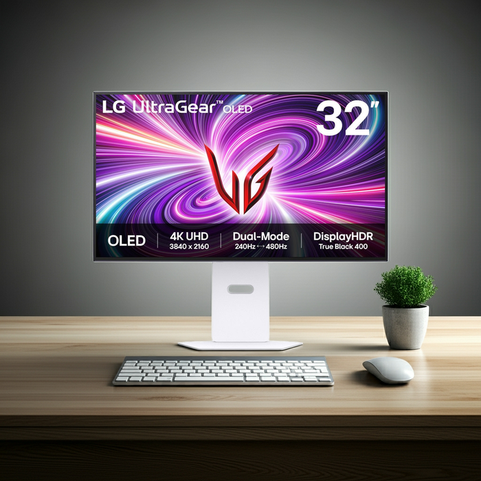 LG 32GS95UV-W 32" UltraGear Dual-Mode OLED Gaming Monitor