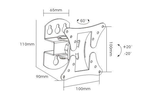 Brateck LCD-501 LED/LCD TV Wall Bracket - Mounts, Pivoting Full Motion  13''-27''  TV up to 30kgs/66lbs