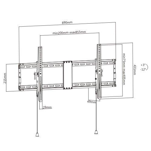 Brateck LP59-48T 43" - 90" Heavy-Duty Foldable Tilt TV Wall Mount, Up to 70kg/154lbs