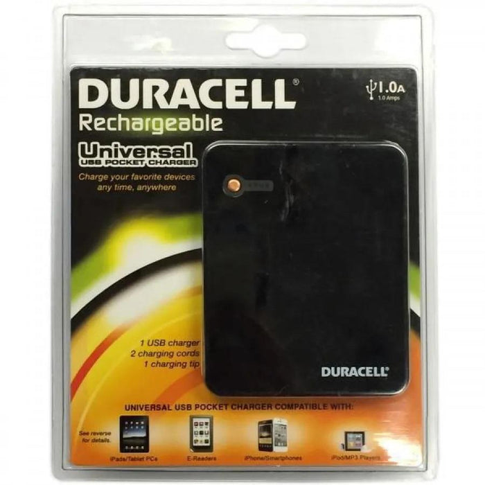 Duracell Universal USB pocket charger, USB output 1 Amps, 1350mAh (5.0Wh)