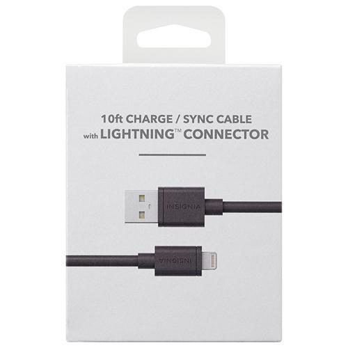 Insignia Cell Phone Accessories Insignia NS-A5SC10-C 10 ft. Apple iPhone 5 Lightning Charge Sync Cable - Black