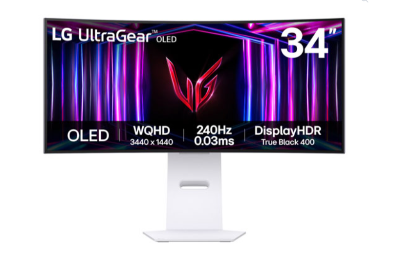 LG 34GS95QE-W UltraGear 34" WQHD Curved OLED G-Sync FreeSync Gaming Monitor