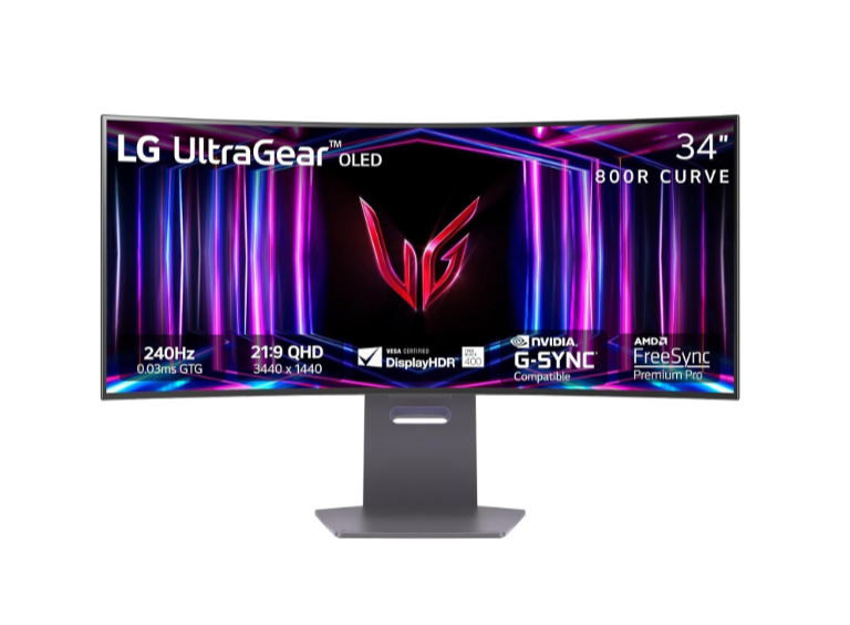 LG 34GS95QE-B UltraGear 34" WQHD Curved OLED G-Sync FreeSync Gaming Monitor - Black