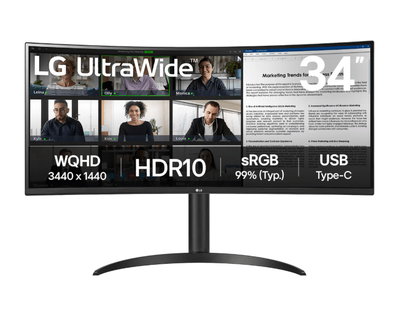 LG 34WR55QK-B 34" UltraWide QHD Curved VA LED Monitor