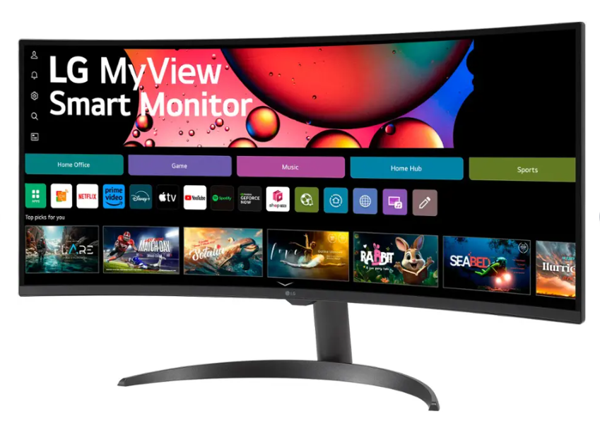 LG 34SR60QC-W 34” 21:9 Curved WQHD Smart Monitor with webOS