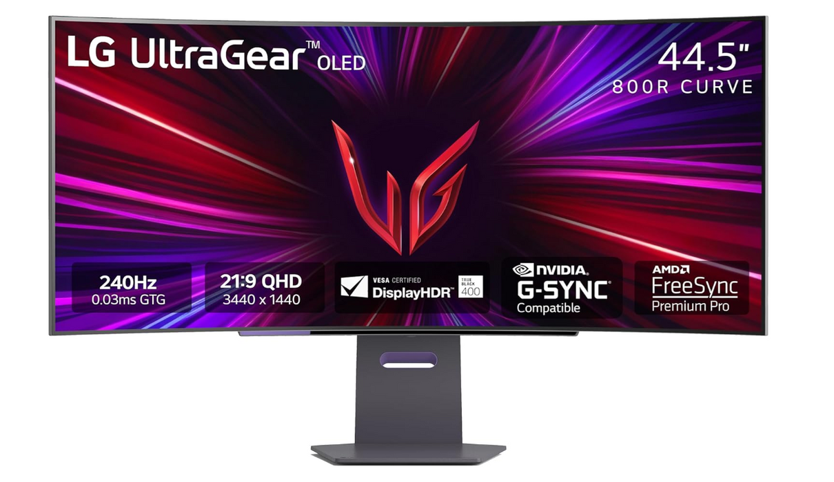 LG UltraGear 45" 1440p WQHD 240Hz 0.03ms GTG Curved OLED G-Sync FreeSync Gaming Monitor (45GS95QE-B)