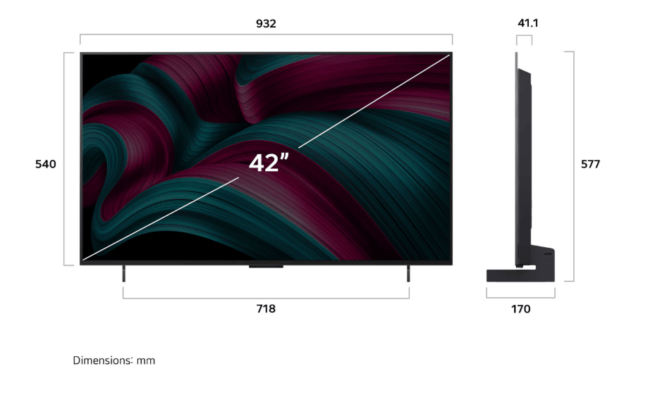 LG OLED42C5PUA 42" 4K UHD HDR OLED Evo AI Smart TV- 2025