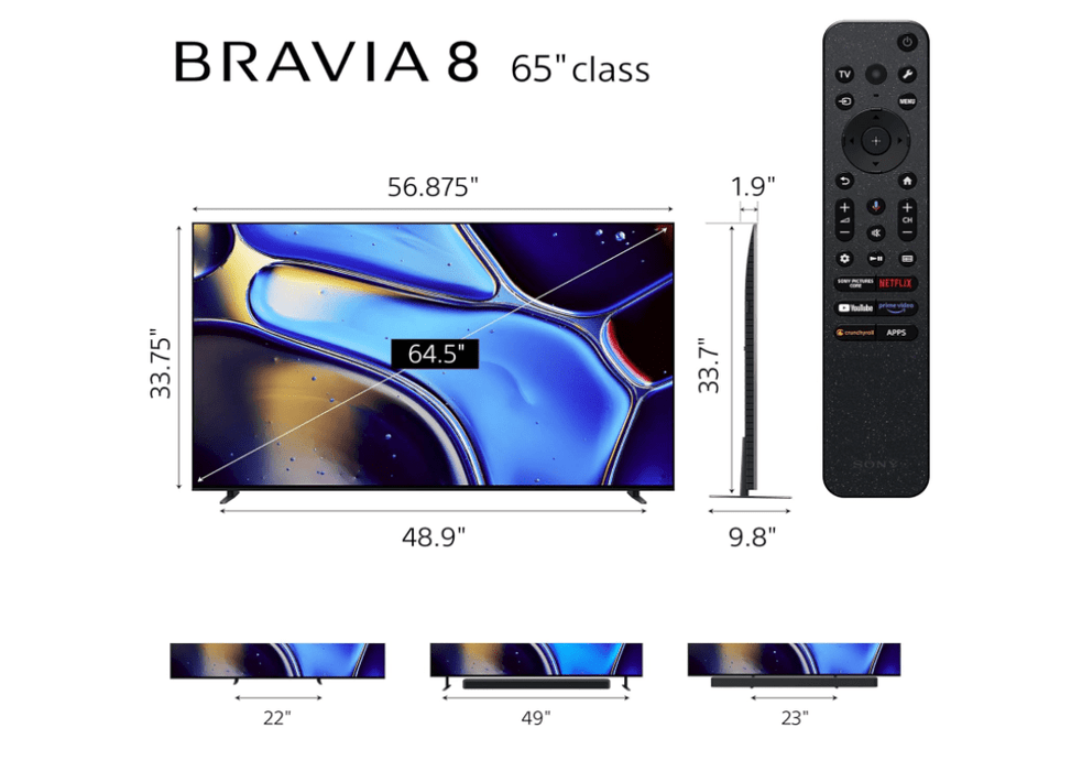 Sony K-65XR80 BRAVIA 8 65" 4K UHD HDR OLED Smart Google TV - 2024