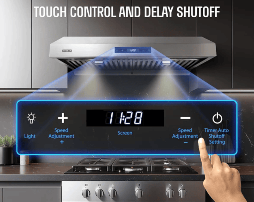 Vesta Atlanta 860CFM 30'' Stainless Steel Under Cabinet Range Hood With Dual Motor, 6 Levels Of Speed, Touch Screen (VRH-ATLANTA-30SS )