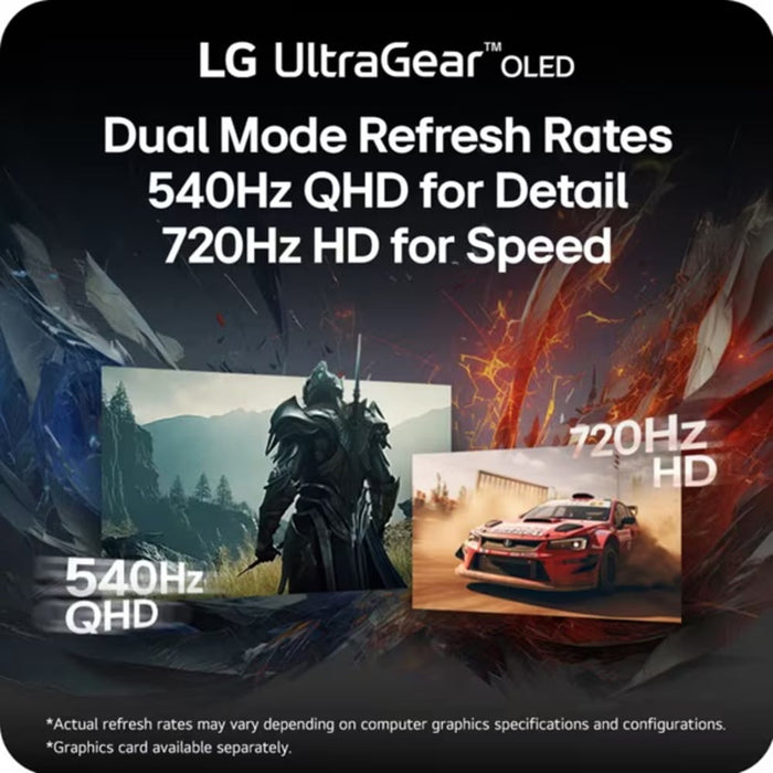 LG UltraGear 27GX790A-B 27" Dual Mode OLED QHD 540Hz / HD 720Hz Gaming Monitor - Factory Refurbished