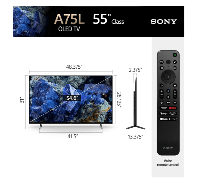Sony XR55A75L BRAVIA 55" 4K UHD HDR OLED Smart Google TV