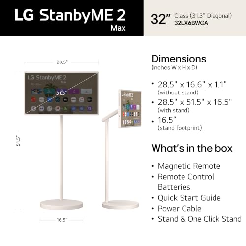 Refurbished (Excellent) - LG 32LX6BWGA 32" 4K UHD StanbyME 2 Max Movable Screen - 2026