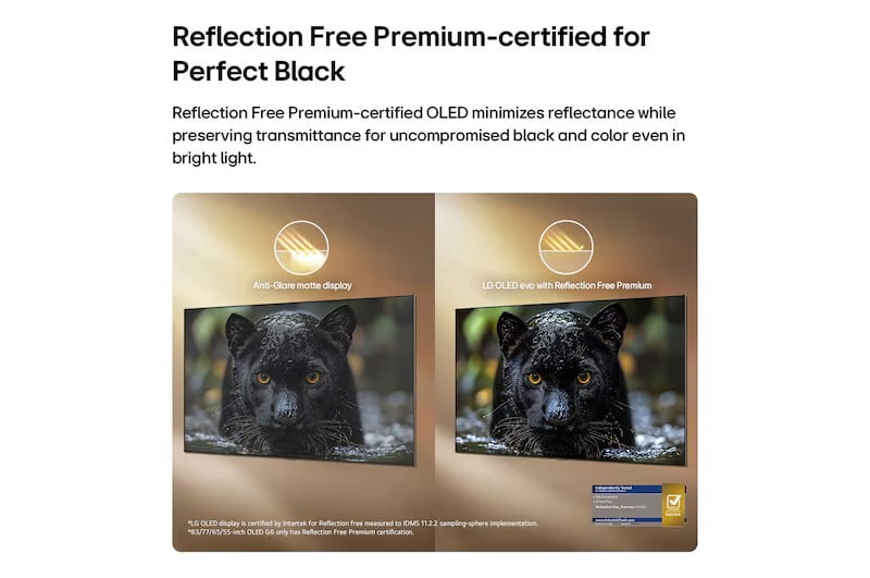 LG OLED evo AI G6 OLED65G6SUB 65" 4K UHD Smart TV with α11 AI Processor 4K Gen3 & One Wall Design - Factory Refurbished