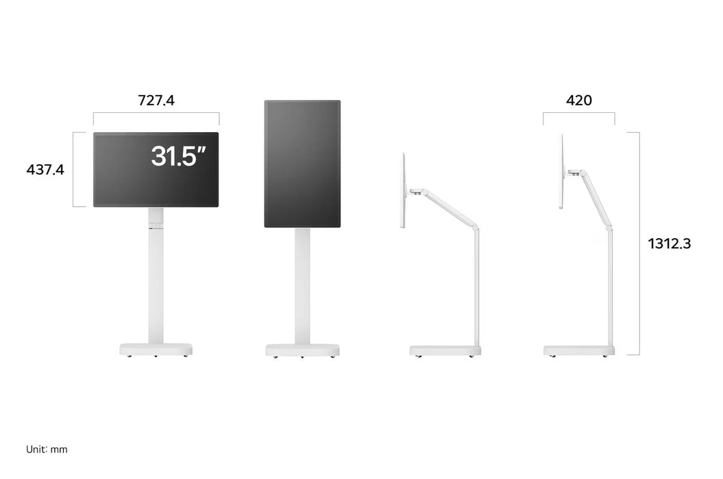 LG 32U889SA-W 31.5" 4K UHD IPS Touchscreen Smart Monitor Swing with Rolling Stand - Factory Refurbished