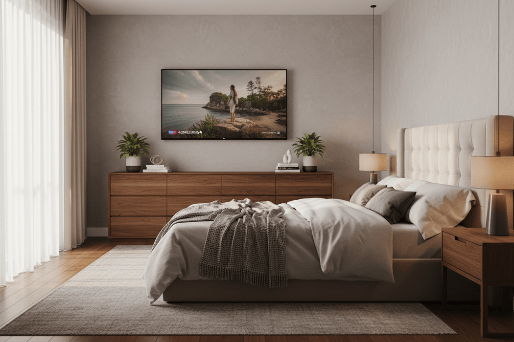 LG 43QNED80AUA in the bed room