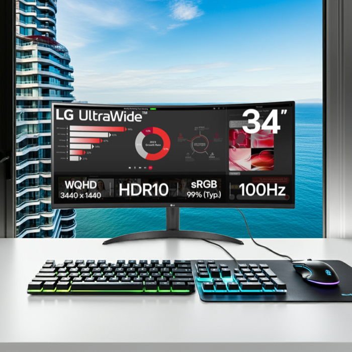 LG 34WR50QK-B 34" UltraWide QHD Curved VA LED Monitor