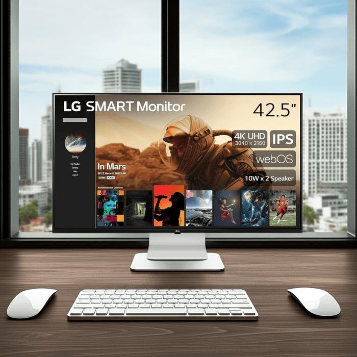 LG Smart Display 43SQ700S-W, 43" 4K UHD IPS Slim & Flat Style Stand, webOS Smart Monitor
