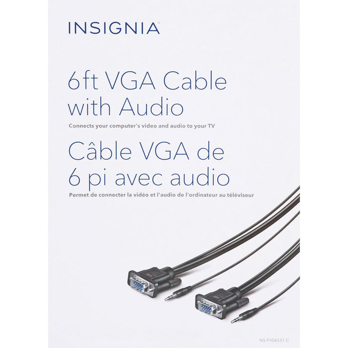 Insignia Cables/Connectors Insignia NS-PV06531-C 1.8m (6 ft.) VGA Cable with 3.5mm Audio (Open Box)