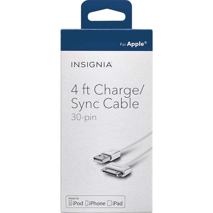 Insignia Cell Phone Accessories Insignia NS-A3SCW-C 1.22m (4 ft.) USB/30-Pin Cable - White